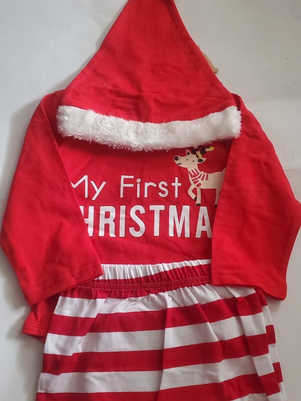Baby 'My First Christmas' Red Hooded Set $6